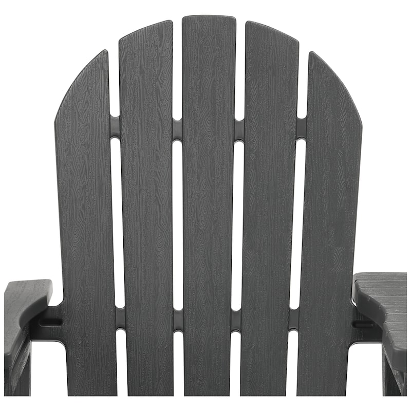 Polytrends Coastline Outdoor Poly Adirondack Chair Set with Connecting Tray & Cup Holder