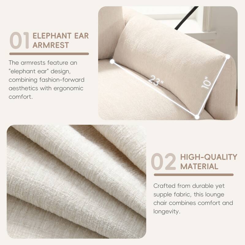 38" Chenille Storage Sofa with Ottoman - Features USB Charger, Phone Holder & Side Pockets for Living Room
