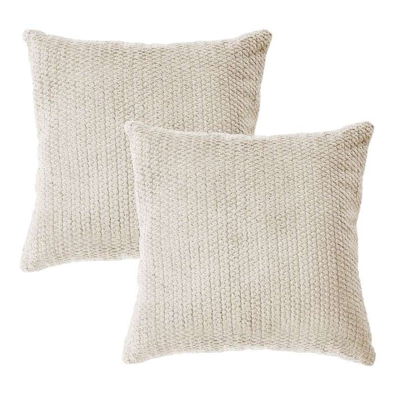 Sorra Home Velvet Shimmer Indoor Textured Knife Edge Square Pillows (Set of 2)