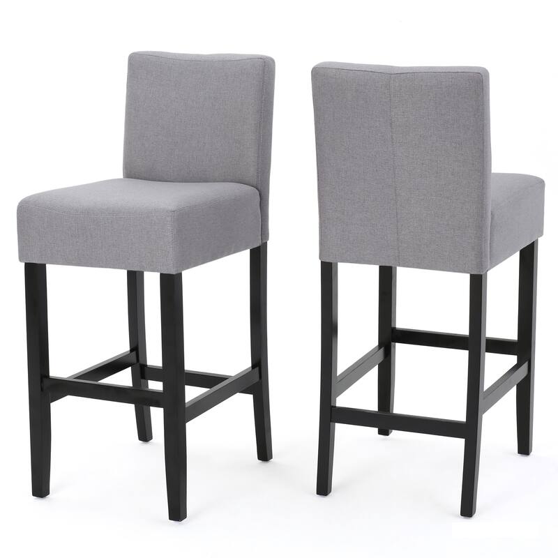 Leather Bar Chair Set of 2, Cafe Counter Stool with Back Upholstered Dining Chair, Solid Wood Legs, Kitchen Bar Furniture
