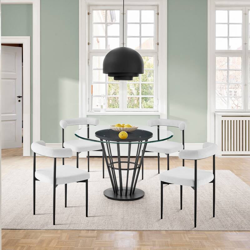 Shannon Upholstered Curved Back Barrel Kitchen Dining Chairs - Set of 2