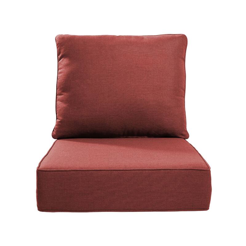 22" W x 24" D x 6" T Outdoor Lounge Chair Replacement Cushion Set Water and Fade Resistant - 1 Set - Red