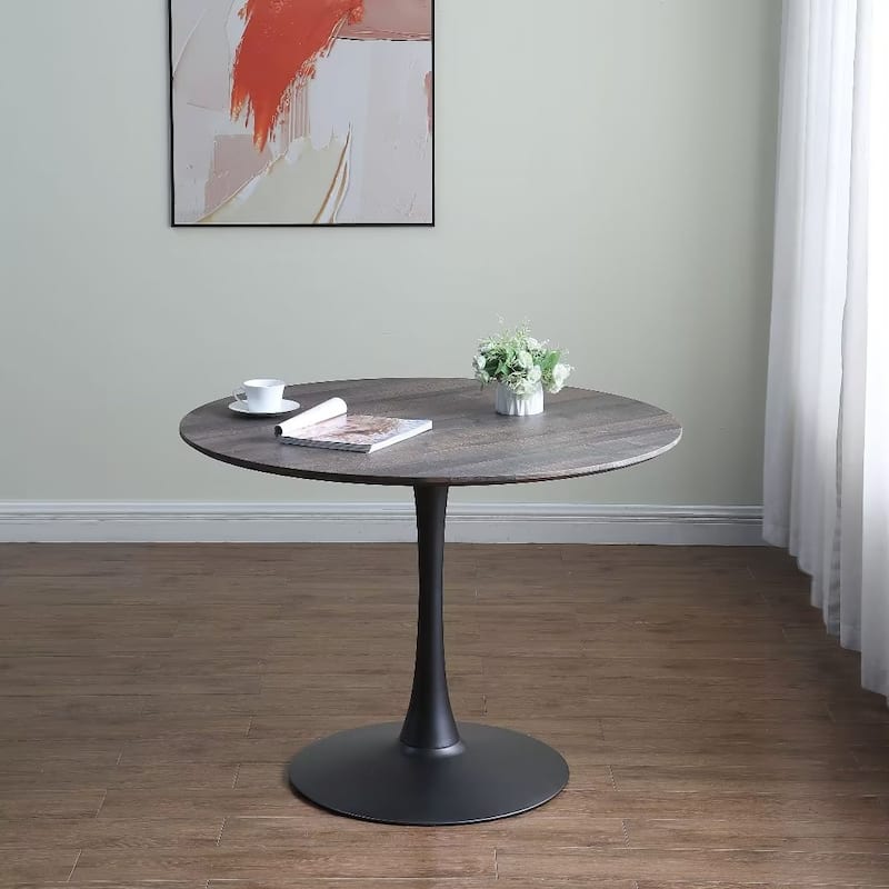 Morden Fort Modern Round Dining Table for Kitchen, Living Room - Grey
