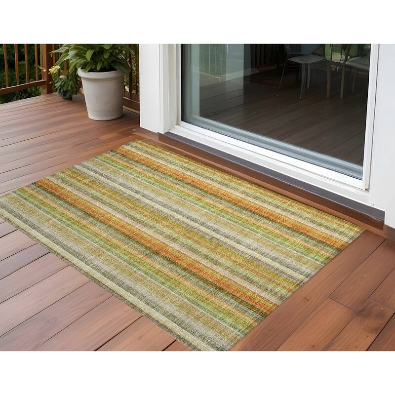 Bato Stripe Weather Resistant Versatile Elegance Outdoor Rug - 2' x 3' - Multi