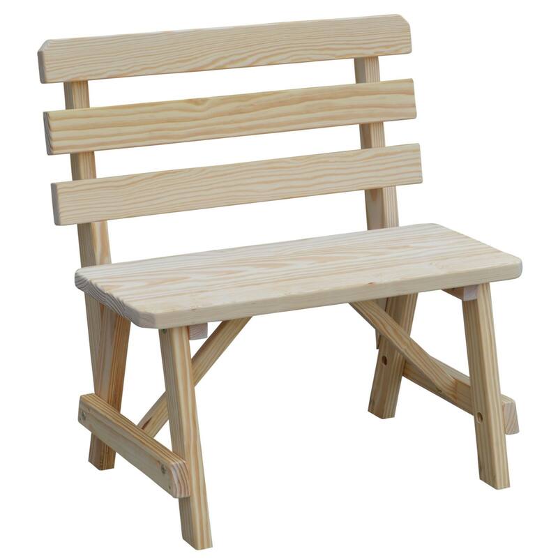 Pine 3' Traditional Backed Bench - Unfinished