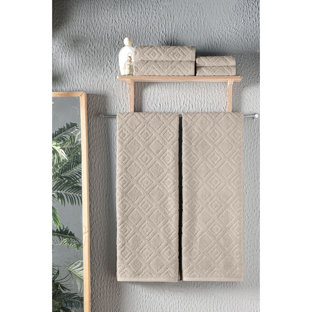 Luxury Larue Jacquard Diamond Bath Towel Set 6-Piece-image