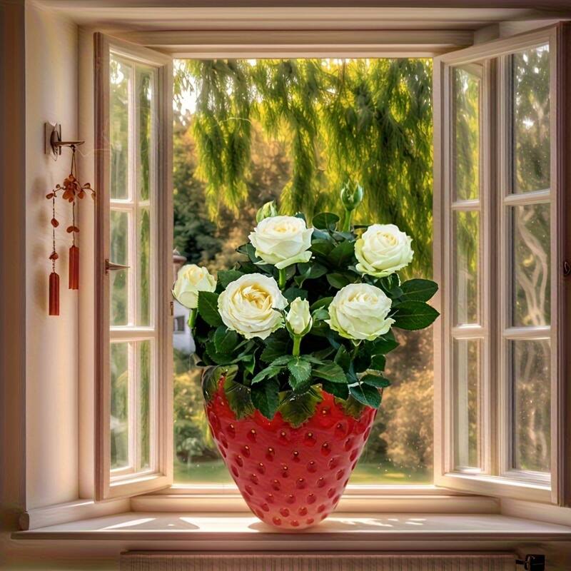 Strawberry-Shaped Planter, Fruit Design for flower herbs small greens