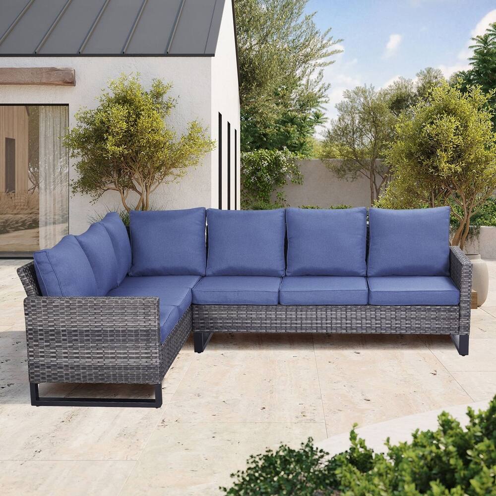 Gymojoy L-Shaped Outdoor Corner Sectional Sofa 6-seats Couch Conversation Set