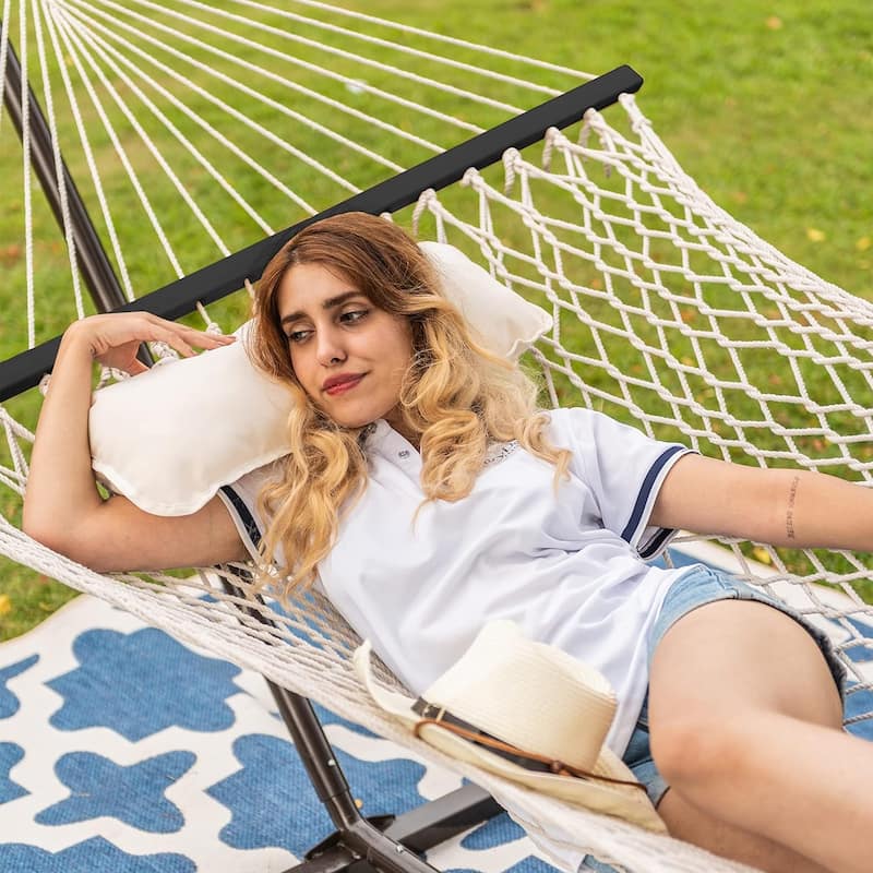 13FT Double Rope Hammocks, Traditional Hand Woven Cotton Hammock