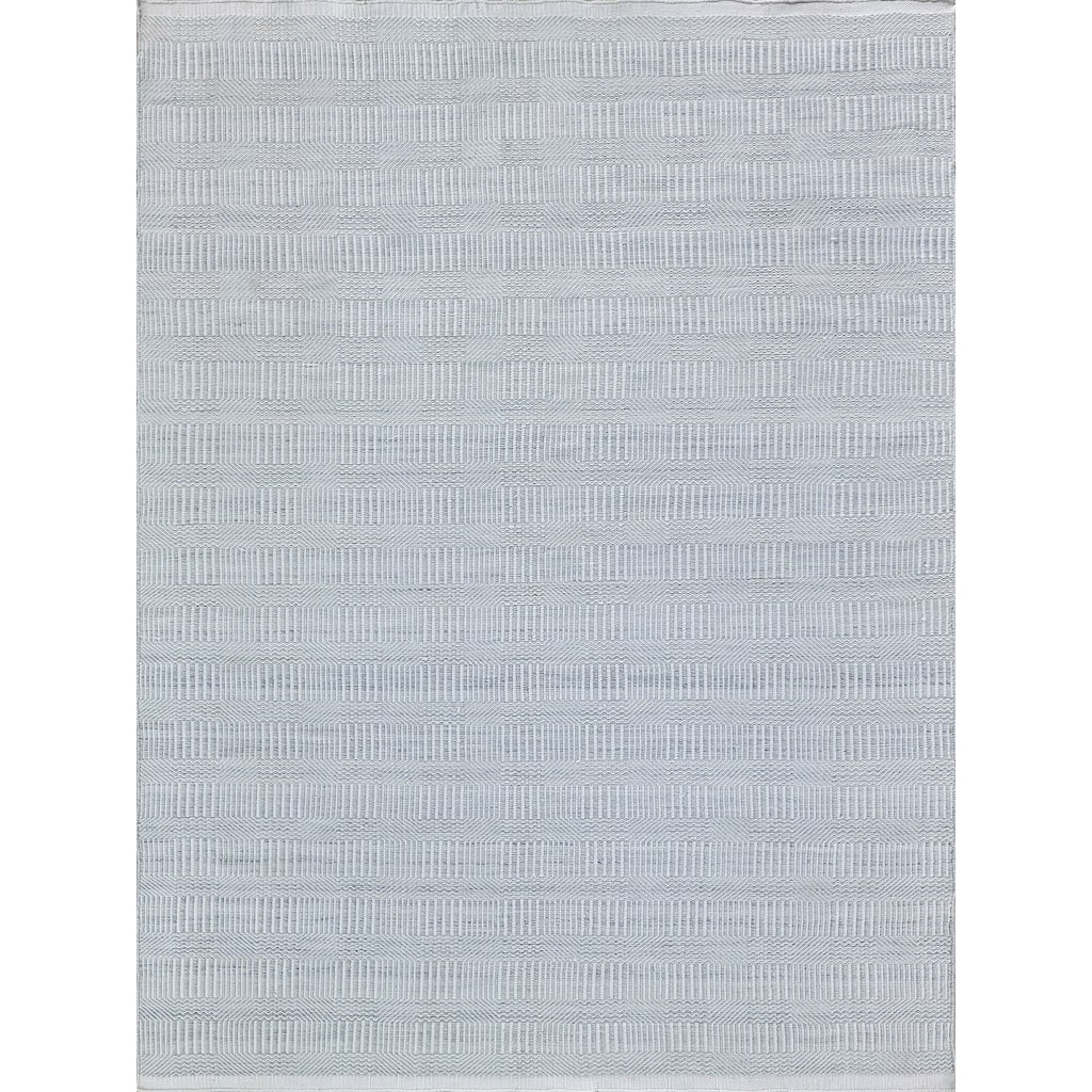 Naples Indoor/Outdoor Flatweave PET yarn Light Silver Area Rug.