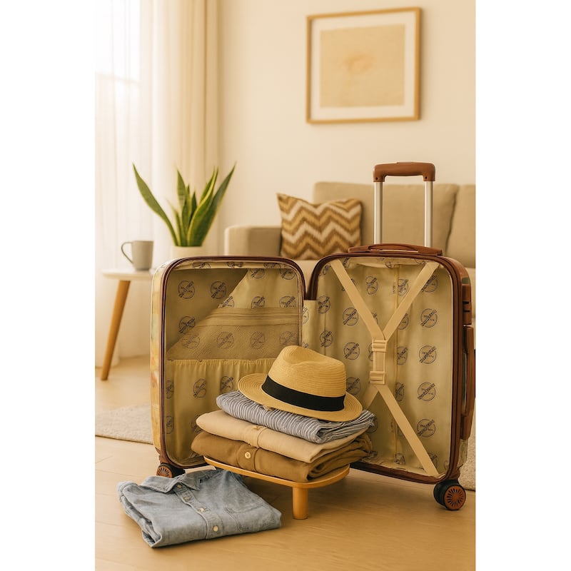 VentureX Airline Approved Luggage Lightweight Hardside Suitcase with Spinner Wheels, Europe, 2-Piece Carry-On Set