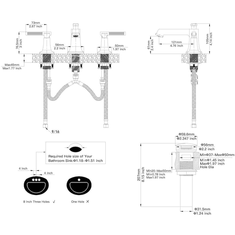 Double-handle Widespread Bathroom Faucet