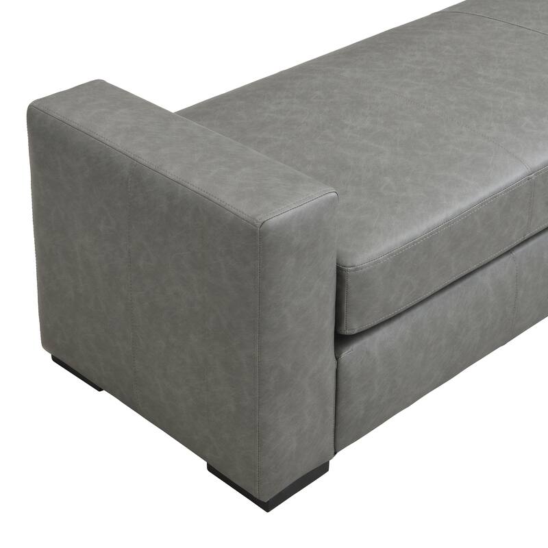 Stylish Grey Faux Leather Ottoman - Durable & Versatile Footrest