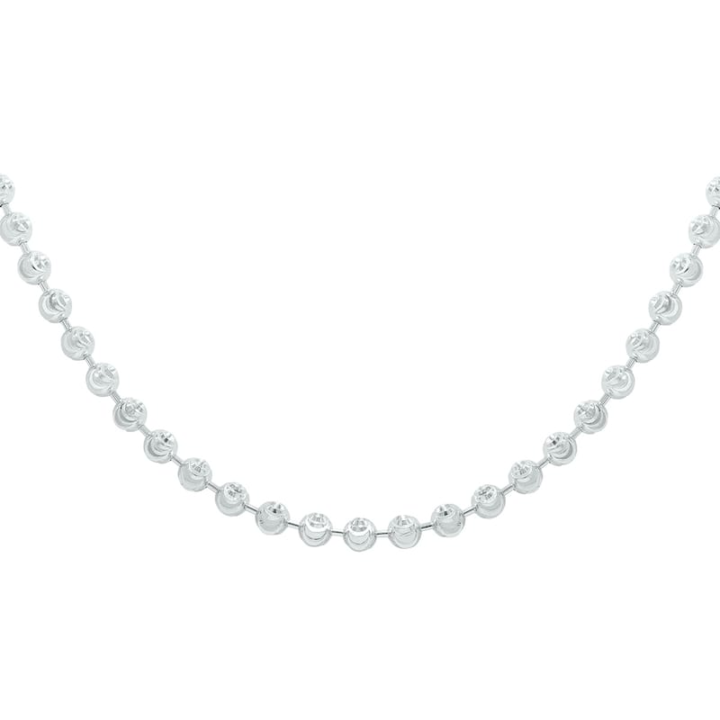 Marquee Jewels Sterling Silver 3MM Moon-Cut Bead Chain with Lobster Clasp - 18 Inch