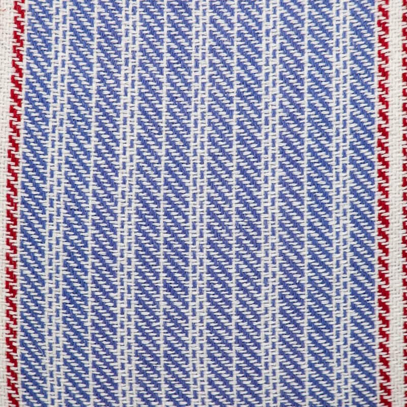 HomeRoots 16" Blue and Red Striped Cotton Throw Pillow