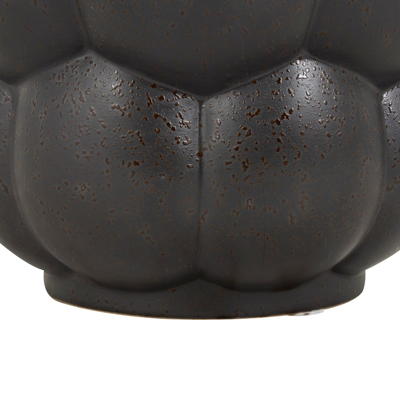 Black Ceramic Wide Bubble Inspired Vase with Distressed Speckled Texturing