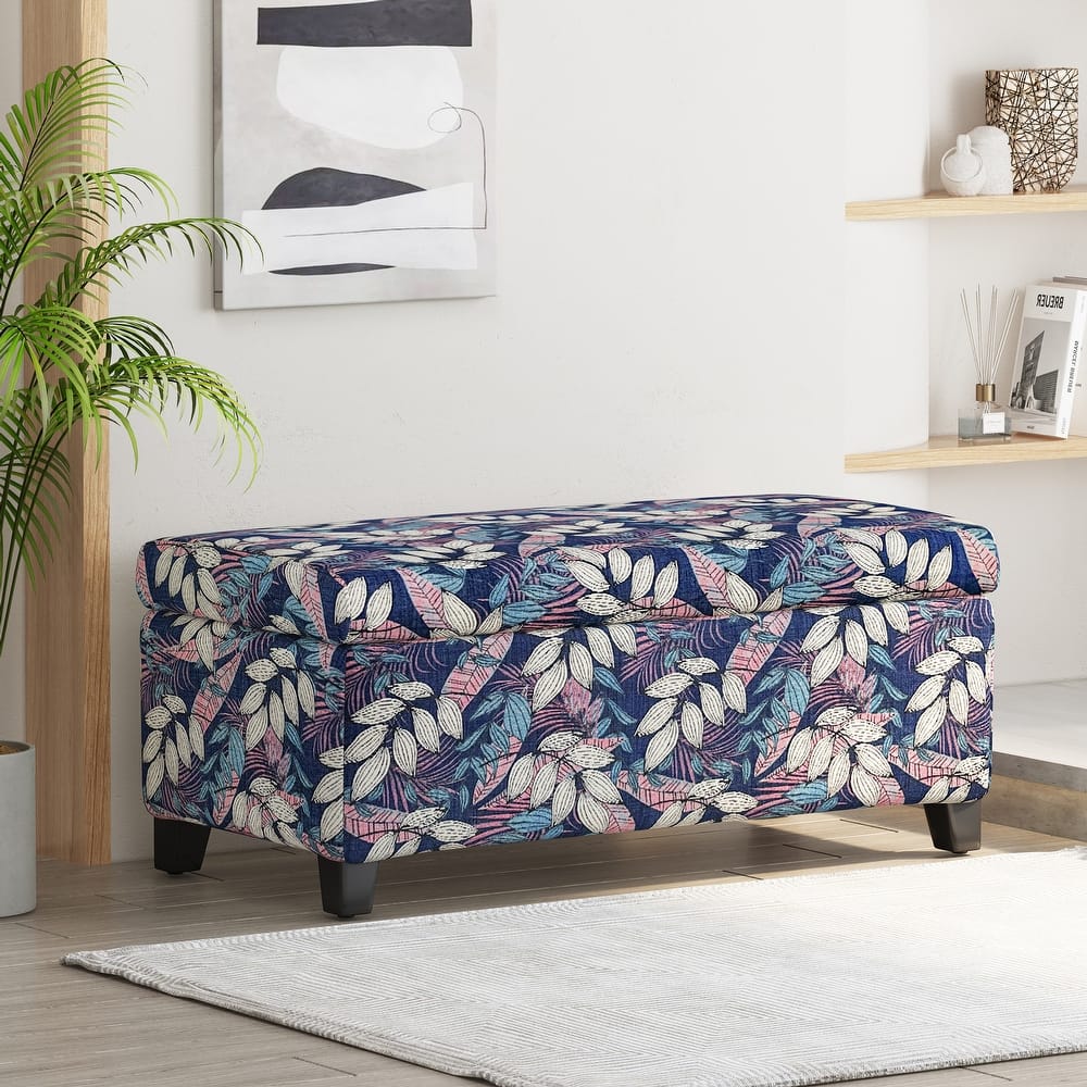 Breanna Floral Upholstered Storage Ottoman by Christopher Knight Home