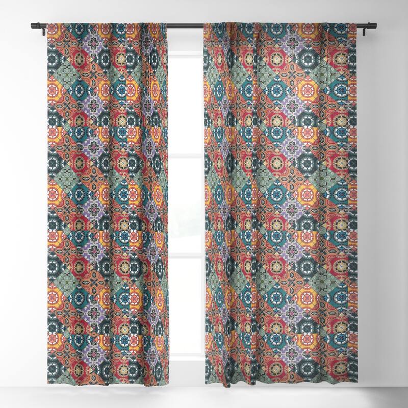 1piece Sheer Deseo Bold Spanish Tile MadetoOrder Curtain Panel 84