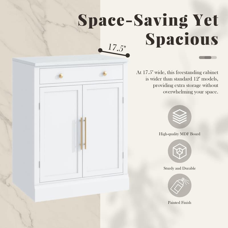 Modern Freestanding Kitchen Pantry with Drawer, 2 Adjustable Shelves and 2 Door