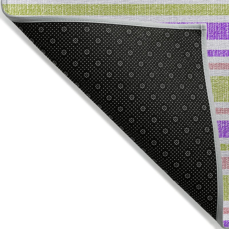 Machine Washable Indoor/ Outdoor Thin Cabana Stripe Chantille Rug