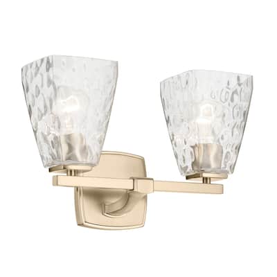 Kichler Lighting Marant 14.25" 2-Light Vanity Light with Clear Water Glass in Champagne Bronze