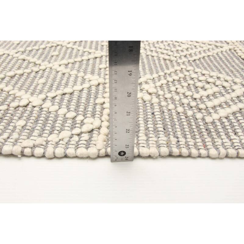 ECARPETGALLERY Braid weave Sienna Grey Wool Rug - 6'1 x 8'11