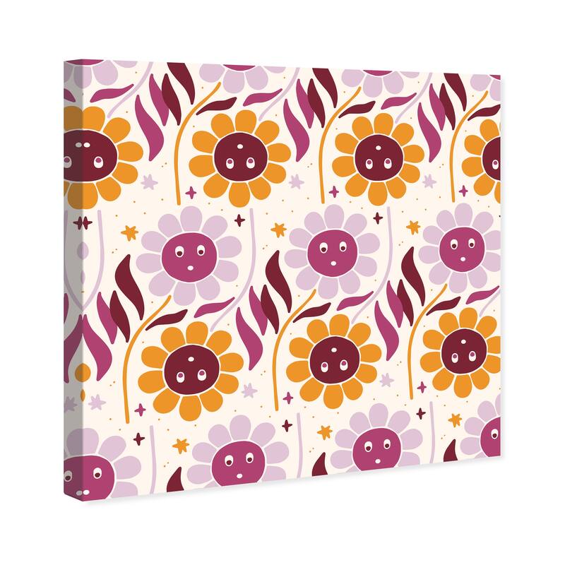Wynwood Studio Canvas Floral and Botanical Floral Choice Purple and Apricot Modern & Contemporary Wall Art Canvas Print