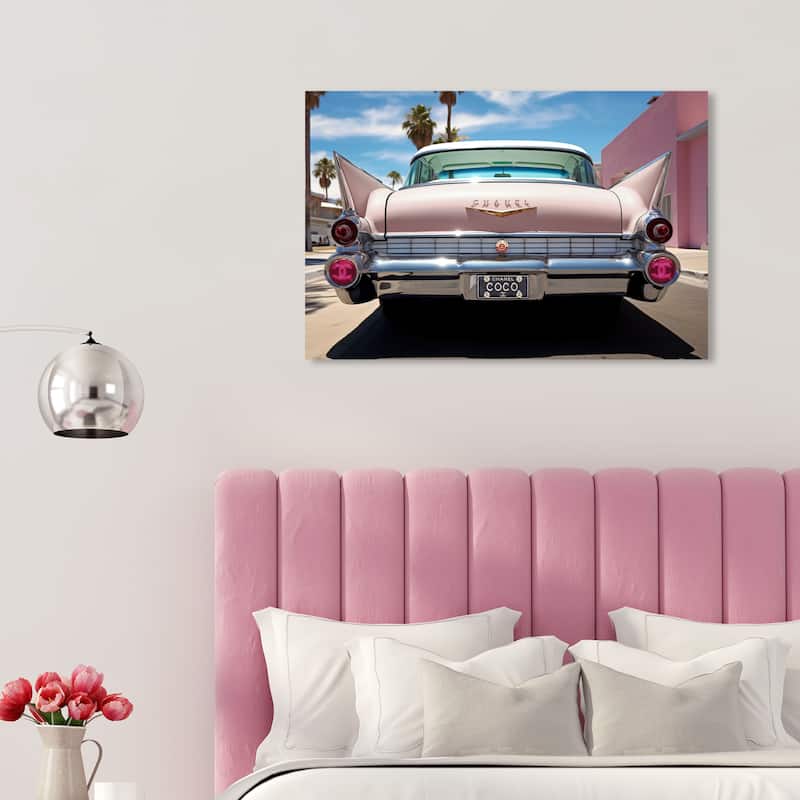 Wynwood Studio Canvas Fashion and Glam Ride in Style Paris Pink and Light Pink Glam Wall Art Canvas Print - 20 x 30