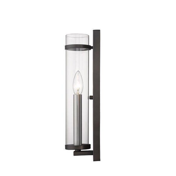 Modern Industrial Nickel and Bronze Wall Sconce Bed Bath