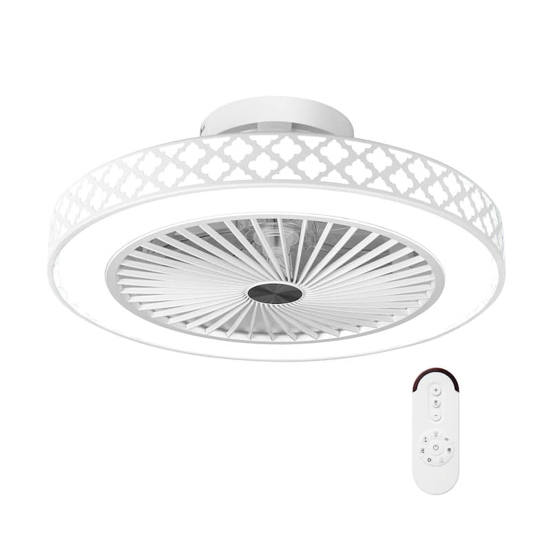 Modern 7-Blade Ceiling Fan with Adjustable LED Light and 6 Speeds Included Remote Control - 19"Dia x 7.5"H
