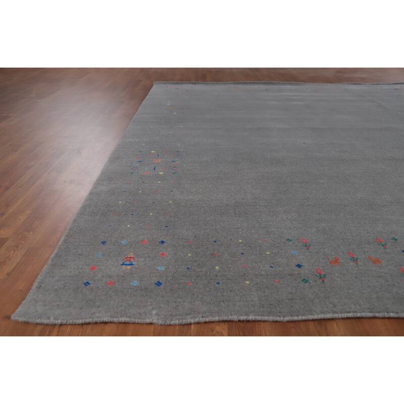 Hand Knotted Oriental 100% Wool Carpet Tribal Animal Pictorial Greys & Charcoal Gabbeh Area Rug - 10' 0'' X 8' 1''