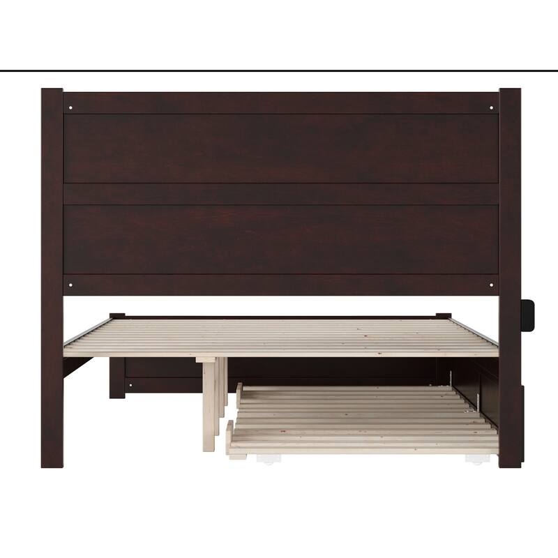 Modern Muse Bed with Trundle & Charging Station - Twin XL Platform Bed, Espresso Finish