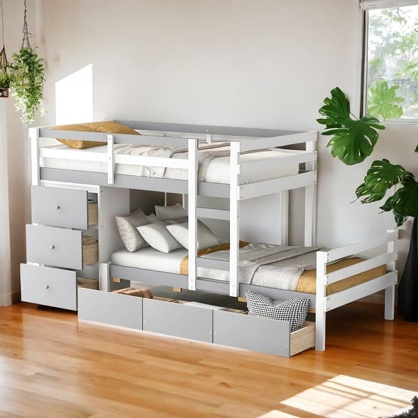 Multifunctional Twin over Twin Loft Bunk Bed with 6 Storage Drawers and — free download
