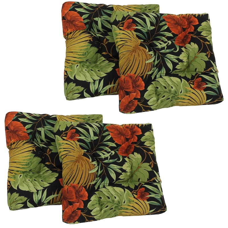 19-inch Square Tufted Indoor/Outdoor Chair Cushions (Set of 4) - Tropique Raven