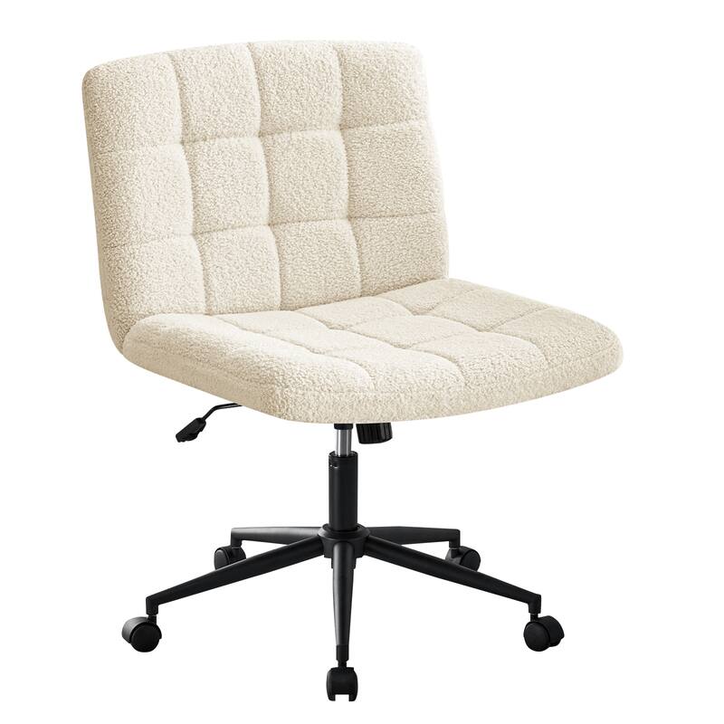 Armless Office Chair with Wheels, Adjustable Height Home Office Chair, Swivel Computer Chair with Lumbar Support