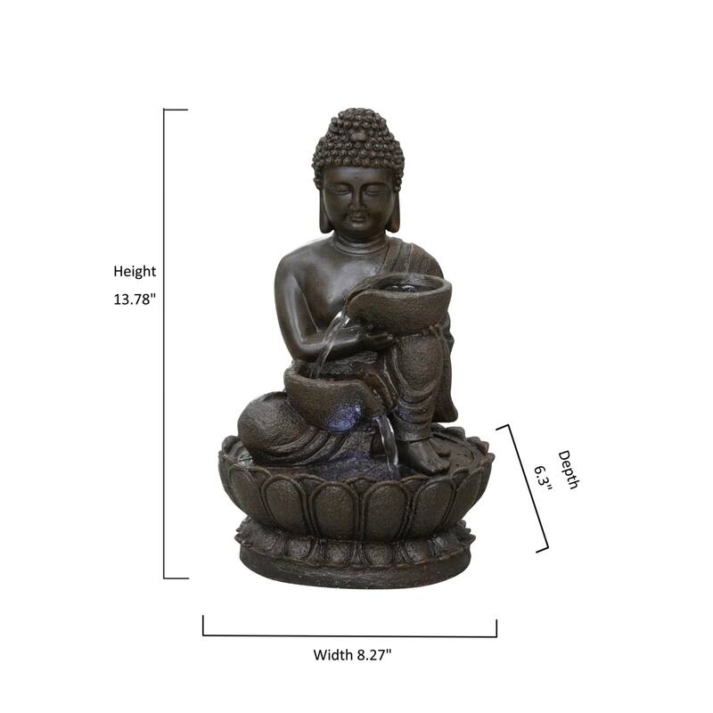 LED Lighted Sitting Buddha Water Fountain - 13.75"