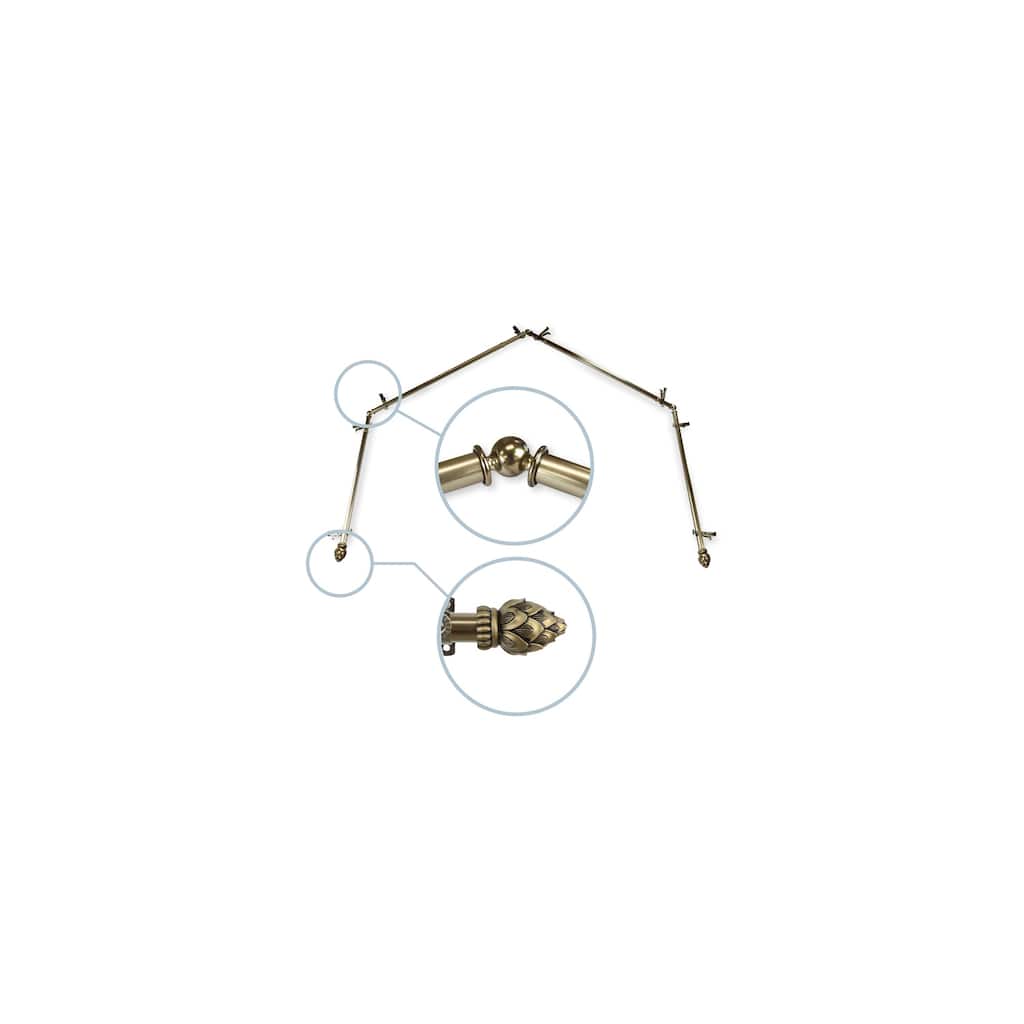 Adjustable Curtain Rods 20-72 Inch Telescoping Rods Antique Brass Hardware Set - M