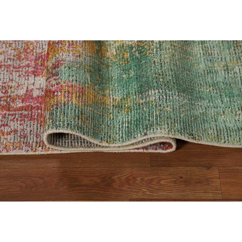 Contemporary Colorful Abstract Indian Area Rug Handmade Wool Carpet - 6'6"x 8'6"