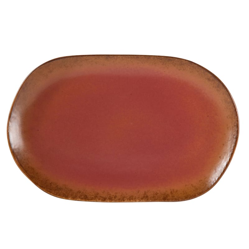 Bloomhouse Palermo Sun 2 Piece Serving Bowl and Oval Platter Stoneware Reactive Glaze Serveware Set