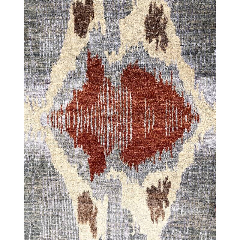 Ikat One-of-a-Kind Hand-Knotted Area Rug - Gray, 8' 3" x 10' 6" - 8' 3" x 10' 6"