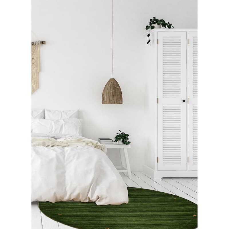 Kashkuli Gabbeh Green Rug 4'11" x 4'11" - 4'11 x 4'11