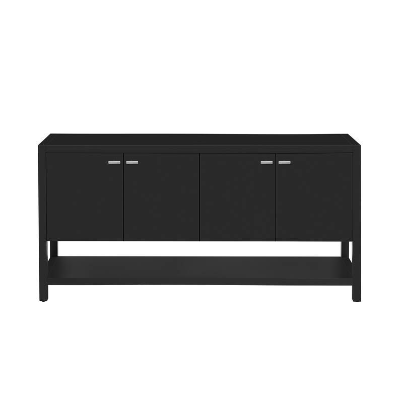 2-Tier Console Sofa Table Accent Table with 4 Doors and Open Storage Shelf Modern Hallway Tables for Living Room