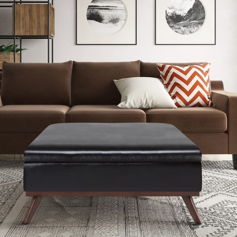 WYNDENHALL Ethan Mid Century Modern Table Ottoman - 36'' x 36'' x 19.1 - Tanners Brown
