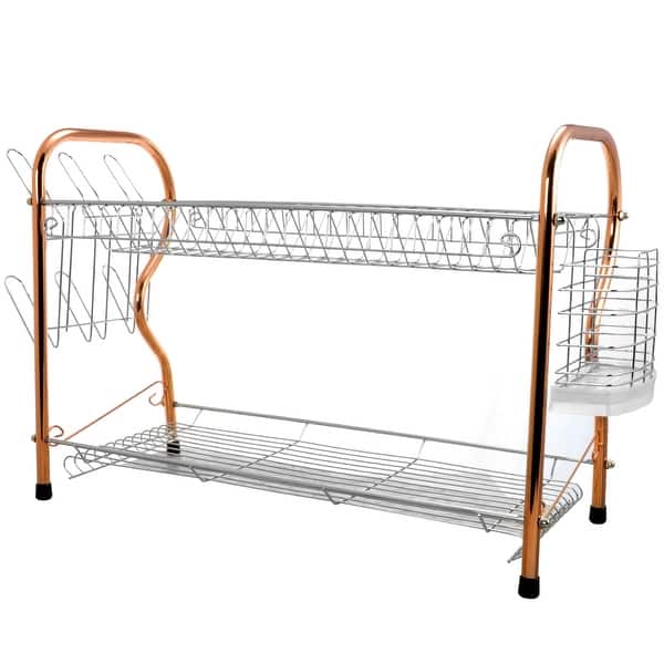 Better Chef 2 Tier 22 In Chrome Plated Dish Rack In Copper Silver Overstock 32057419 Includes a 2 tier dish drying rack, with detachable second level and removable divided cutlery holder and black drain board with draining lip. better chef