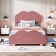 preview thumbnail 11 of 52, Velvet Upholstered Platform Bed with Cloud Shaped Slats Dark Pink - Twin