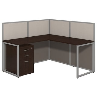 Overstock L Shape Cubicle Workstation with Storage 60x60 (Mocha Cherry - With Assembly)