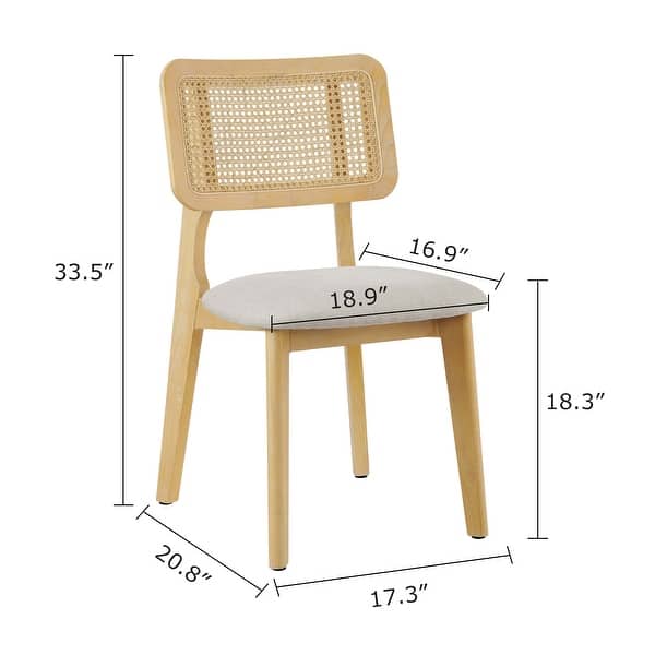 dimension image slide 1 of 4, Art Leon Cane Backrest Leather Dining Chairs (Set of 2)