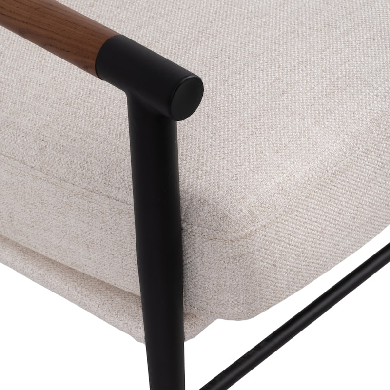 Wood and Metal Modern Accent Chair with Steel Frame and Cushioned Seat