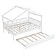 preview thumbnail 5 of 15, Full Size Wooden House Bed with Twin Size Trundle, Kid's Bed