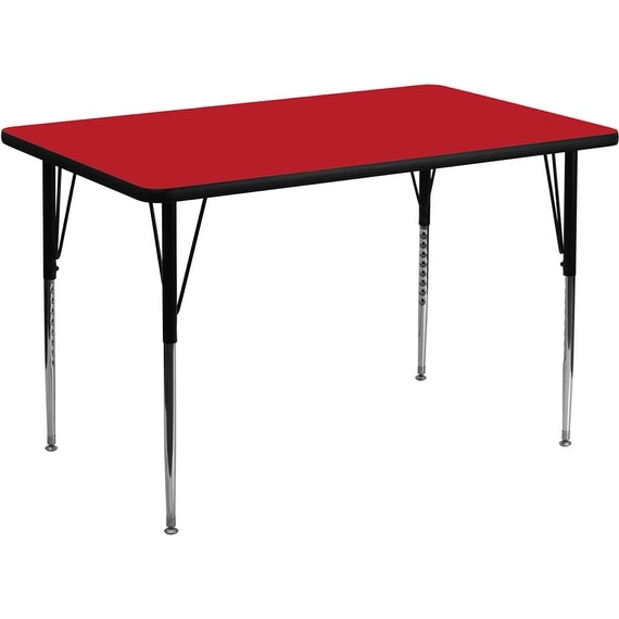 Offex 24''W x 48''L Rectangular Activity Table with High Pressure Red Laminate Top and Standard Height Adjustable Legs